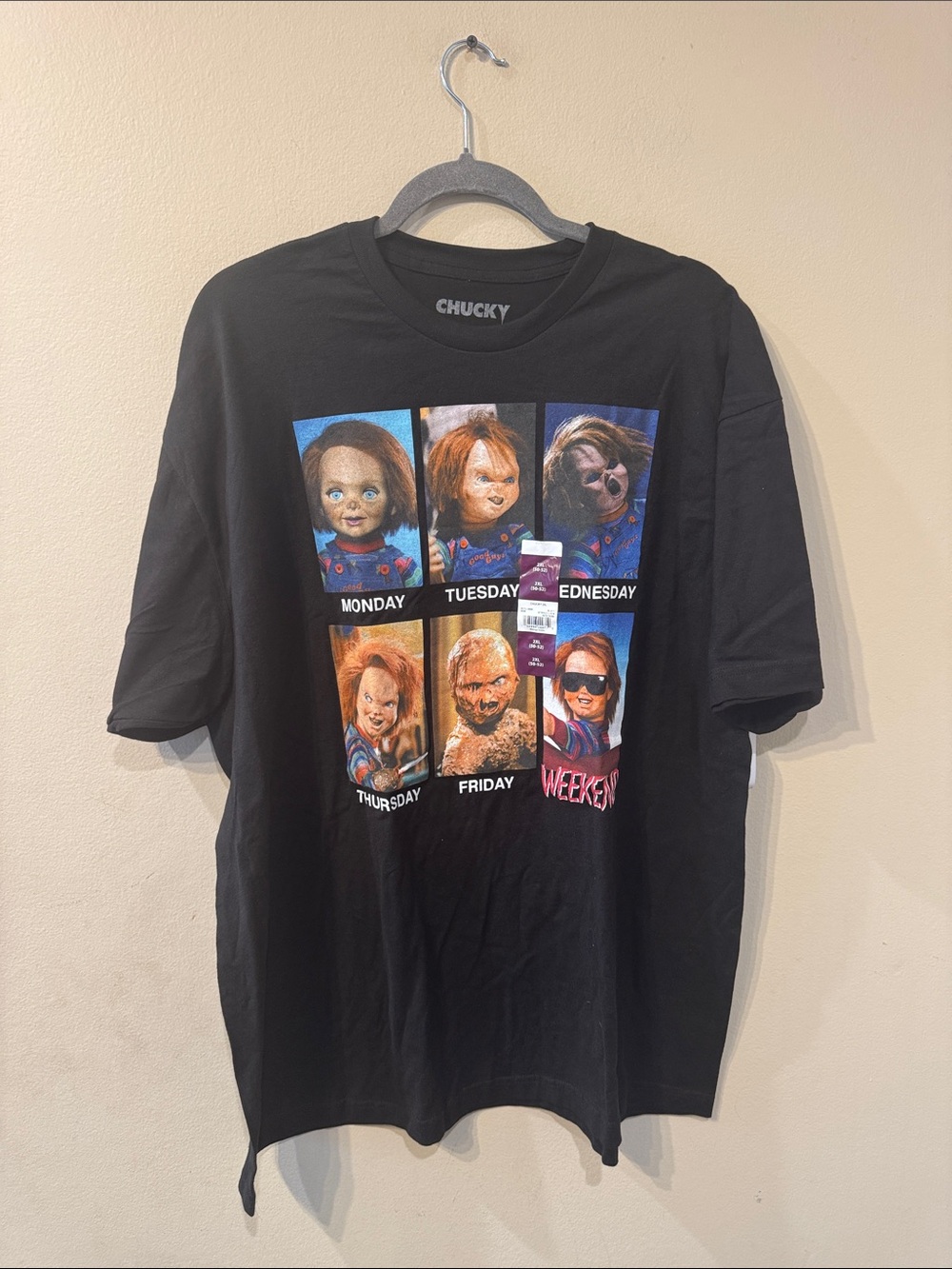 Unisex cotton black Chucky days of the week shirt sz 2xl New Plus Size Horror